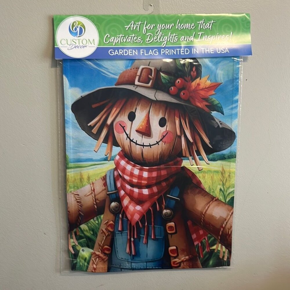 New Fall Scarecrow Garden flag 12"x18"